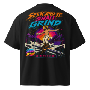 JC – Ye Shall Grind – Medallion – t-shirt – Back view | Jesus Is Skiing