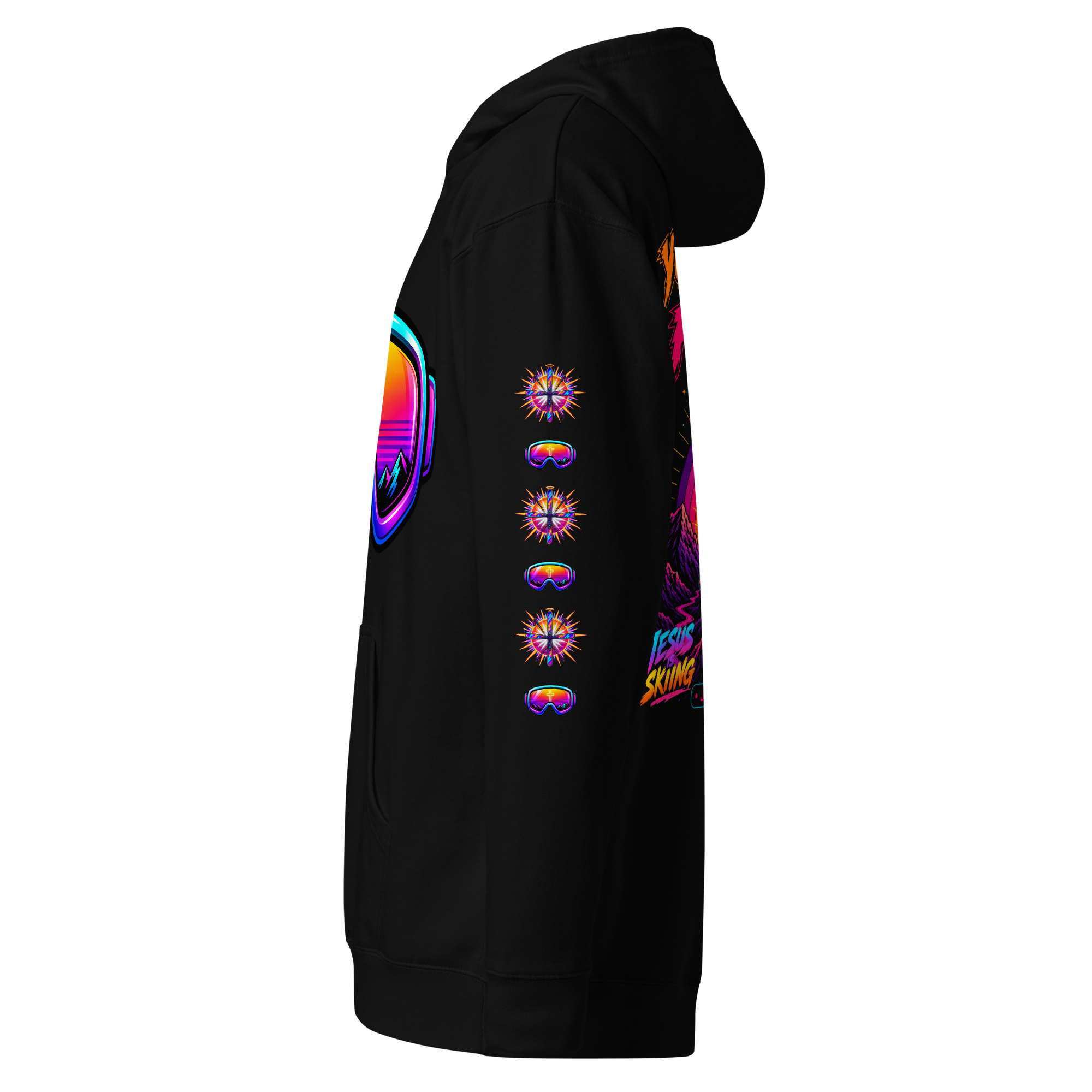 JC – Forgiven – Goggles – Hoodie – Black, Left view | Jesus Is Skiing