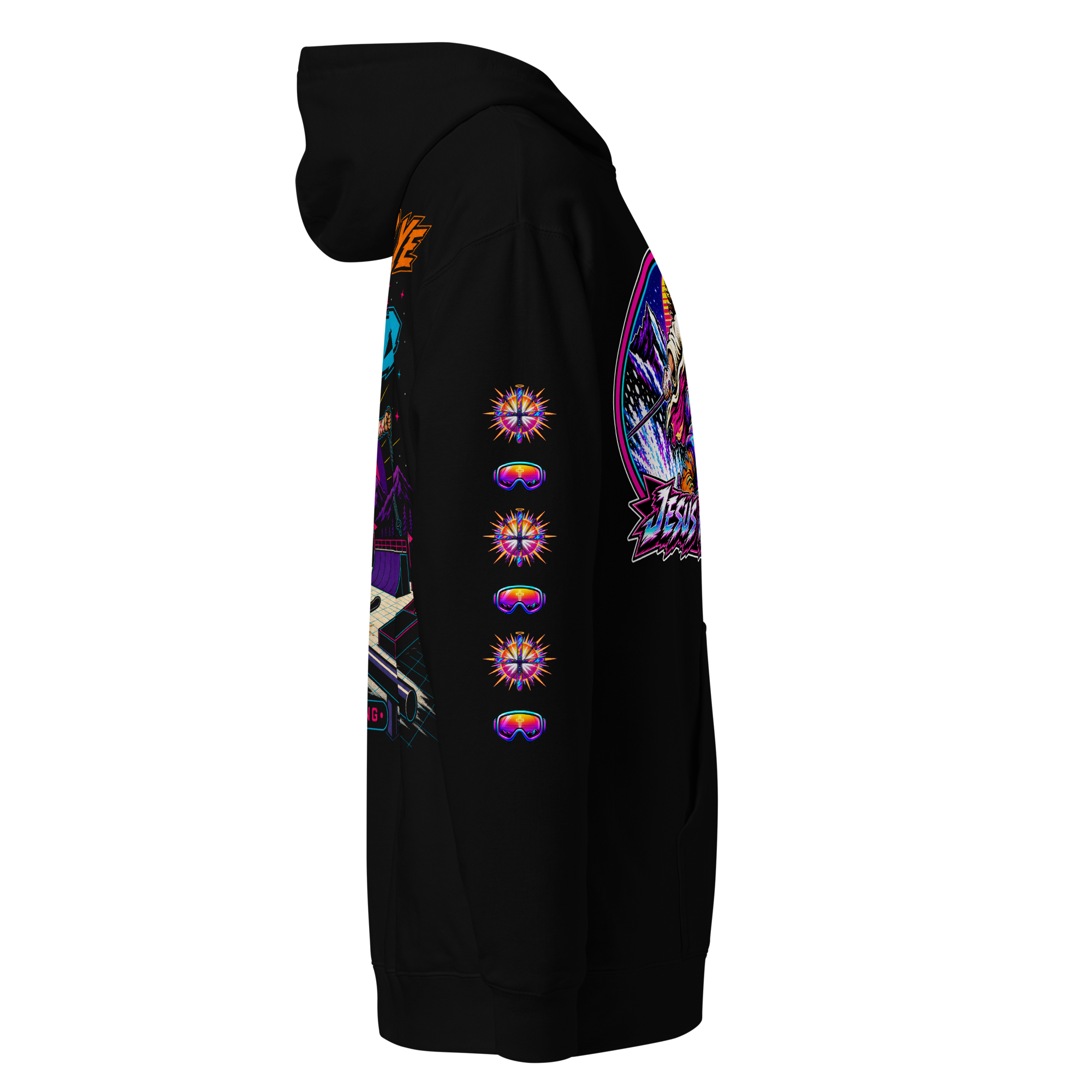 JC – Ye Shall Grind – Medallion – Hoodie – Black, Right view | Jesus Is Skiing