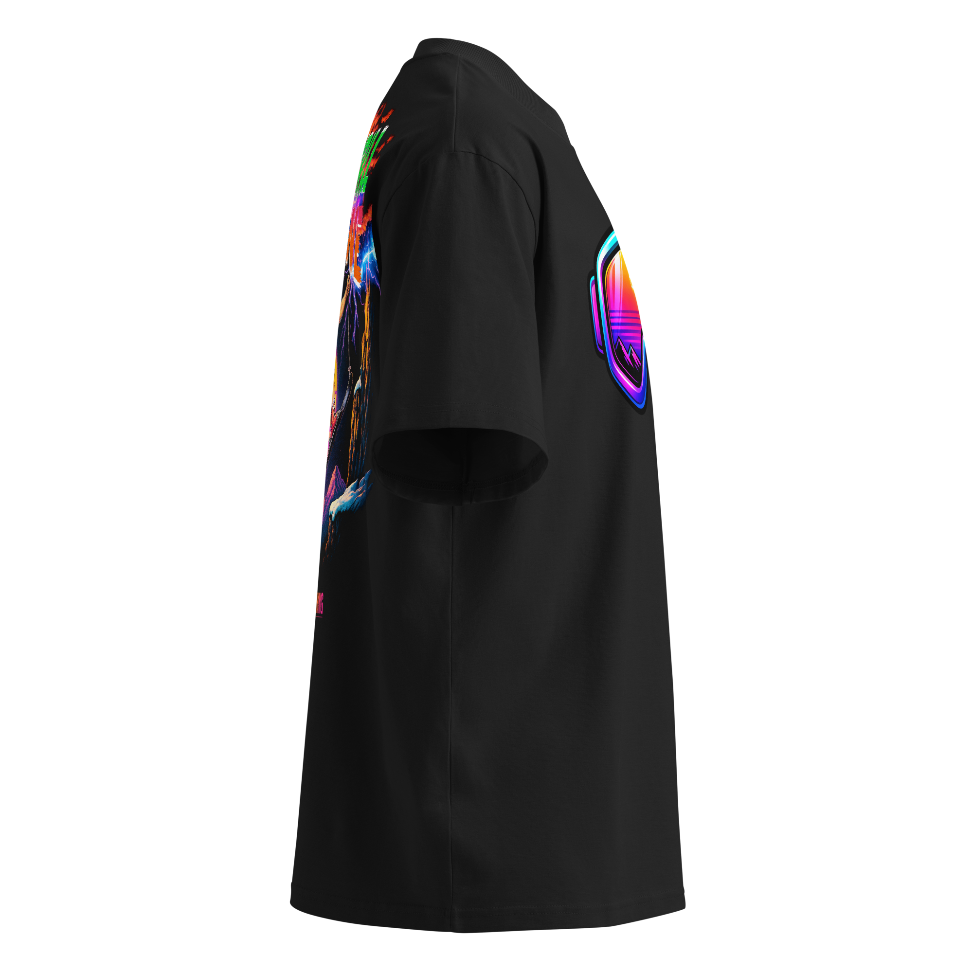 JC – Thrill – Goggles – t-shirt – Black, Right view | Jesus Is Skiing