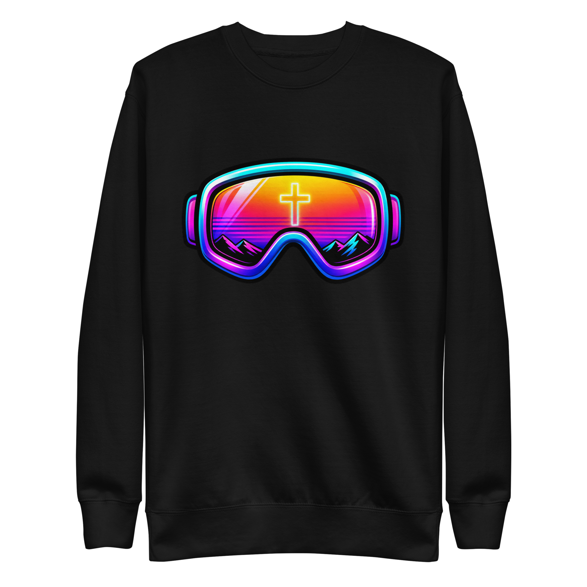 GOGGLES – Sweatshirt – Black, Front view | Jesus Is Skiing