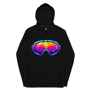 GOGGLES – Hoodie – Black, Front view | Jesus Is Skiing
