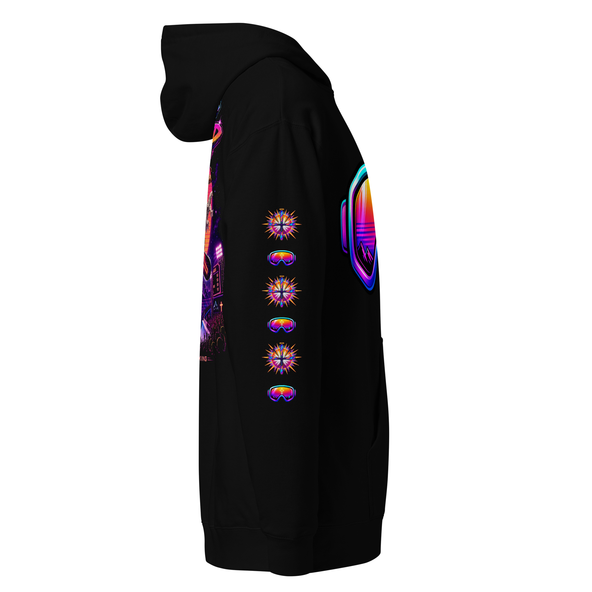 JC – Lord On Board – Goggles – Hoodie – Black, Right view | Jesus Is Skiing