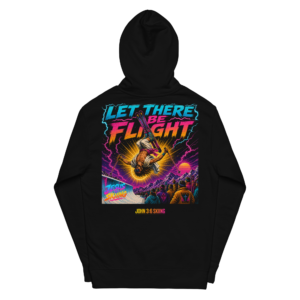 JC – Flight – Medallion – Hoodie – Black, Back view | Jesus Is Skiing