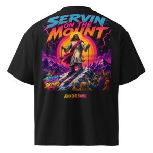 JC – Servin – Medallion – t-shirt – Back view | Jesus Is Skiing