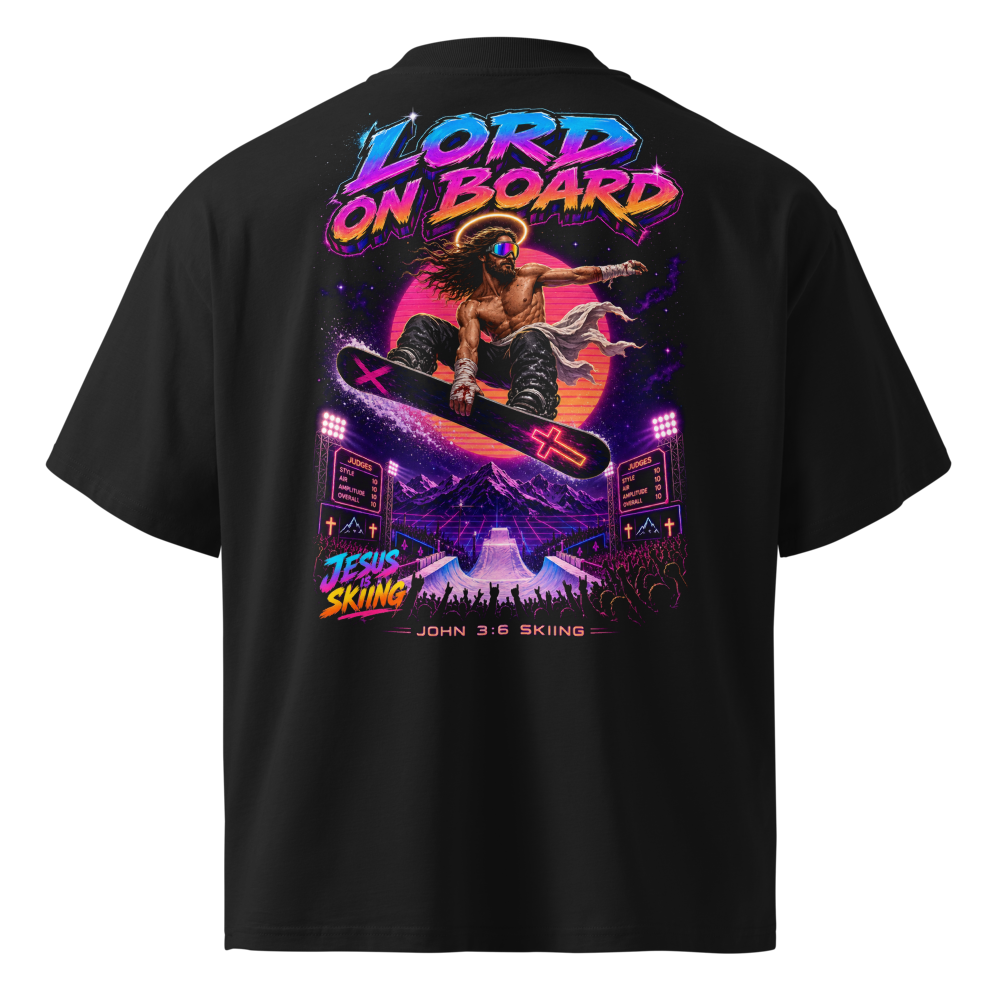 JC – Lord On Board – Medallion – t-shirt – Back view | Jesus Is Skiing
