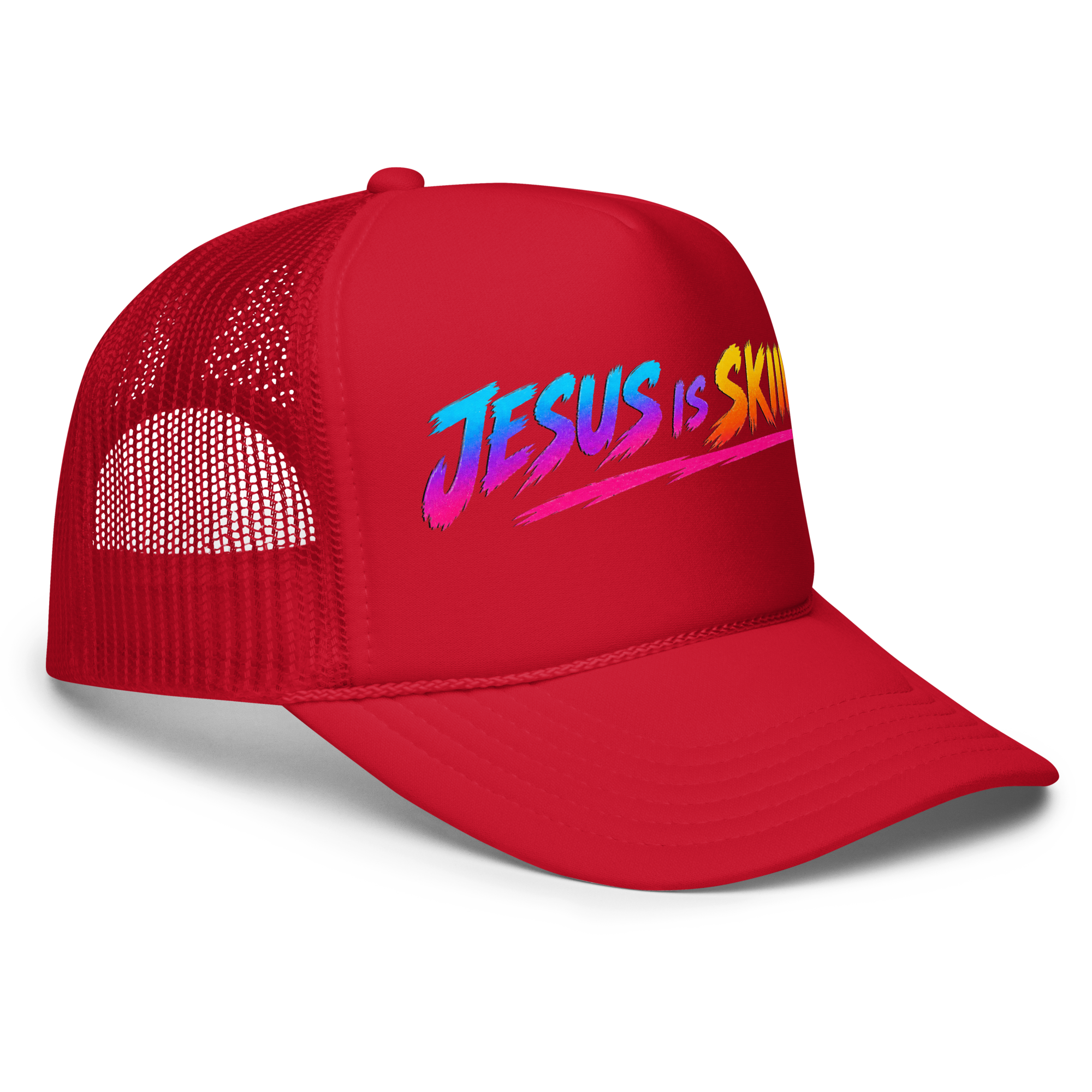 SKIING – Trucker Hat — Red, Right Front view