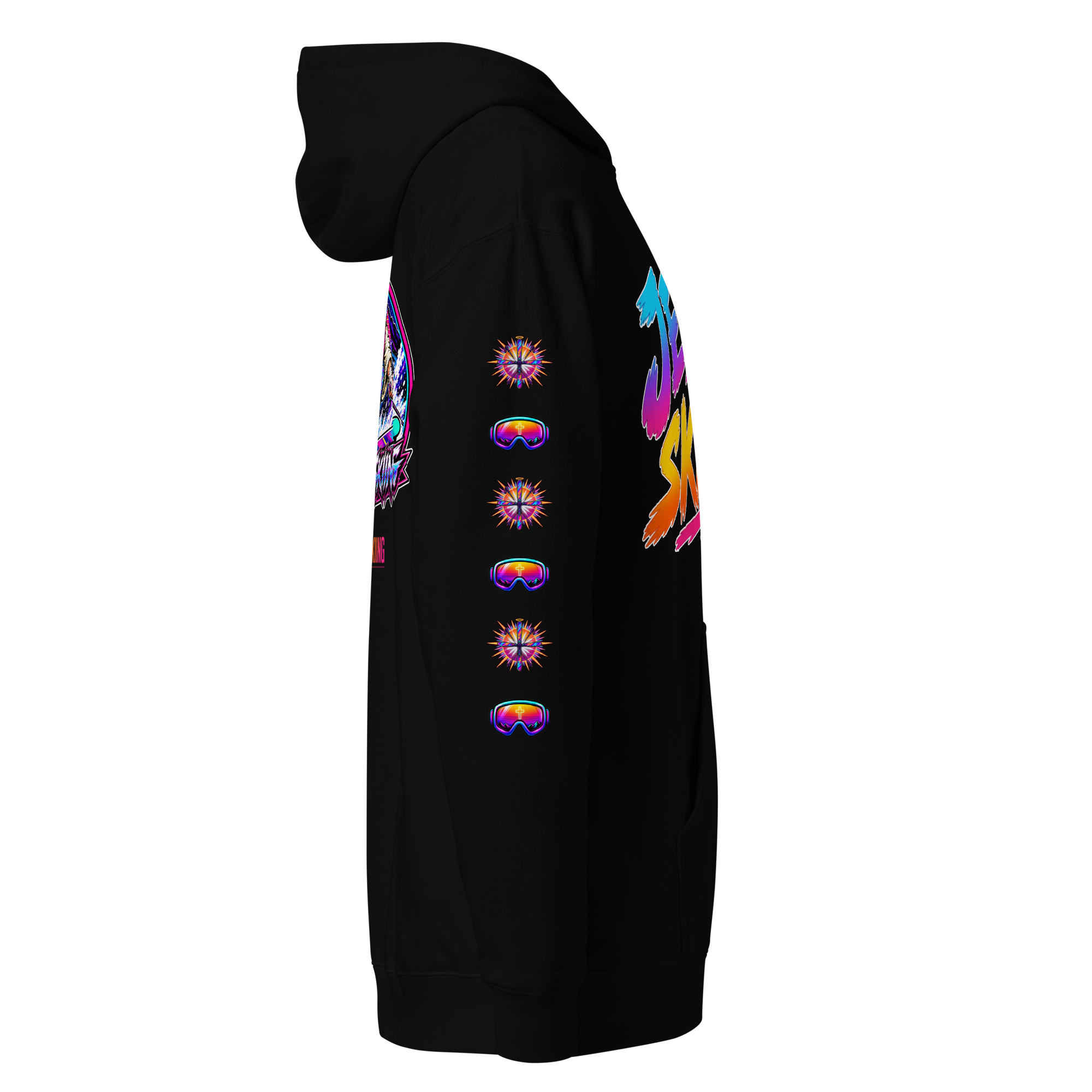 SKIING – Hoodie – Black, Right view | Jesus Is Skiing