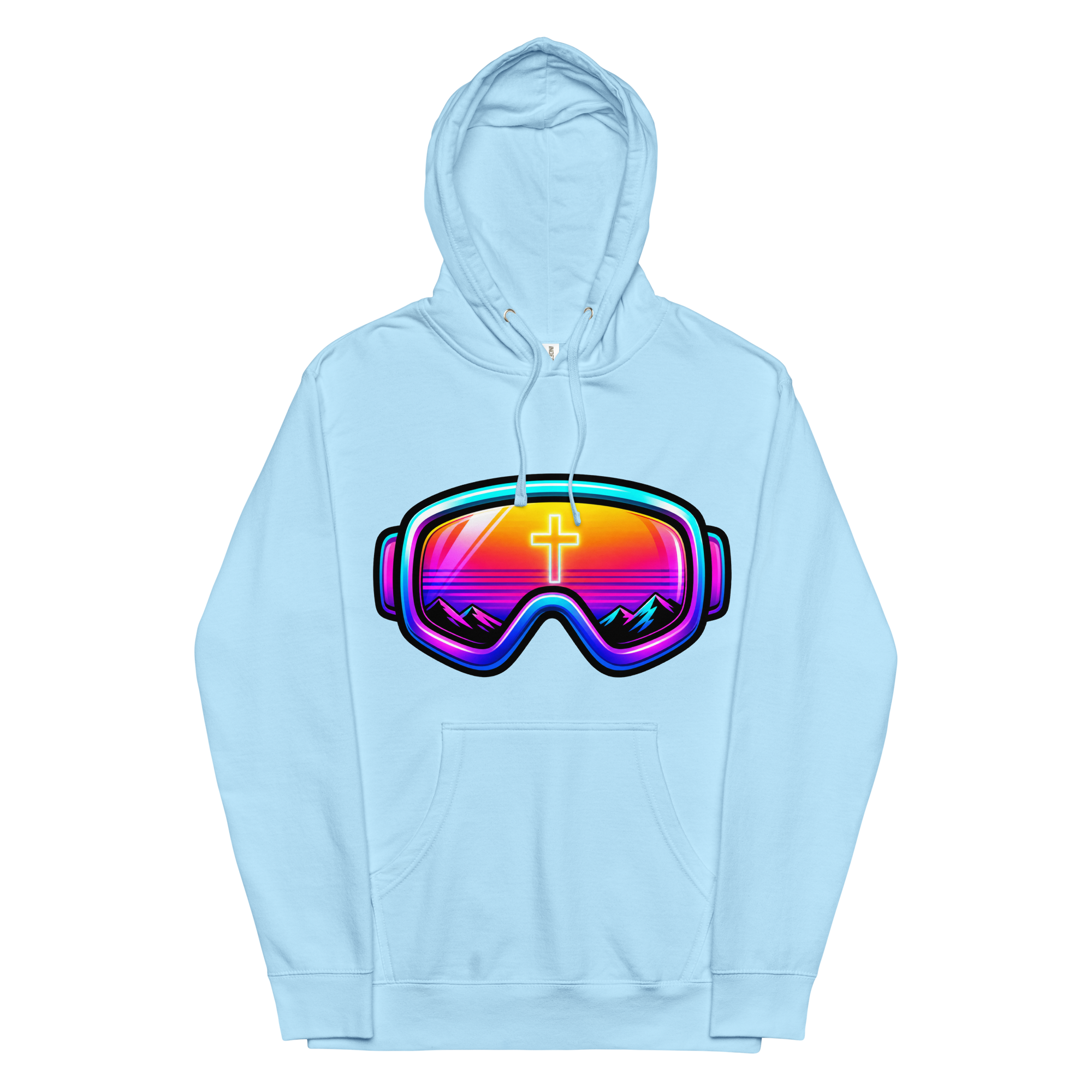 GOGGLES – Hoodie – Blue Aqua, Front view | Jesus Is Skiing