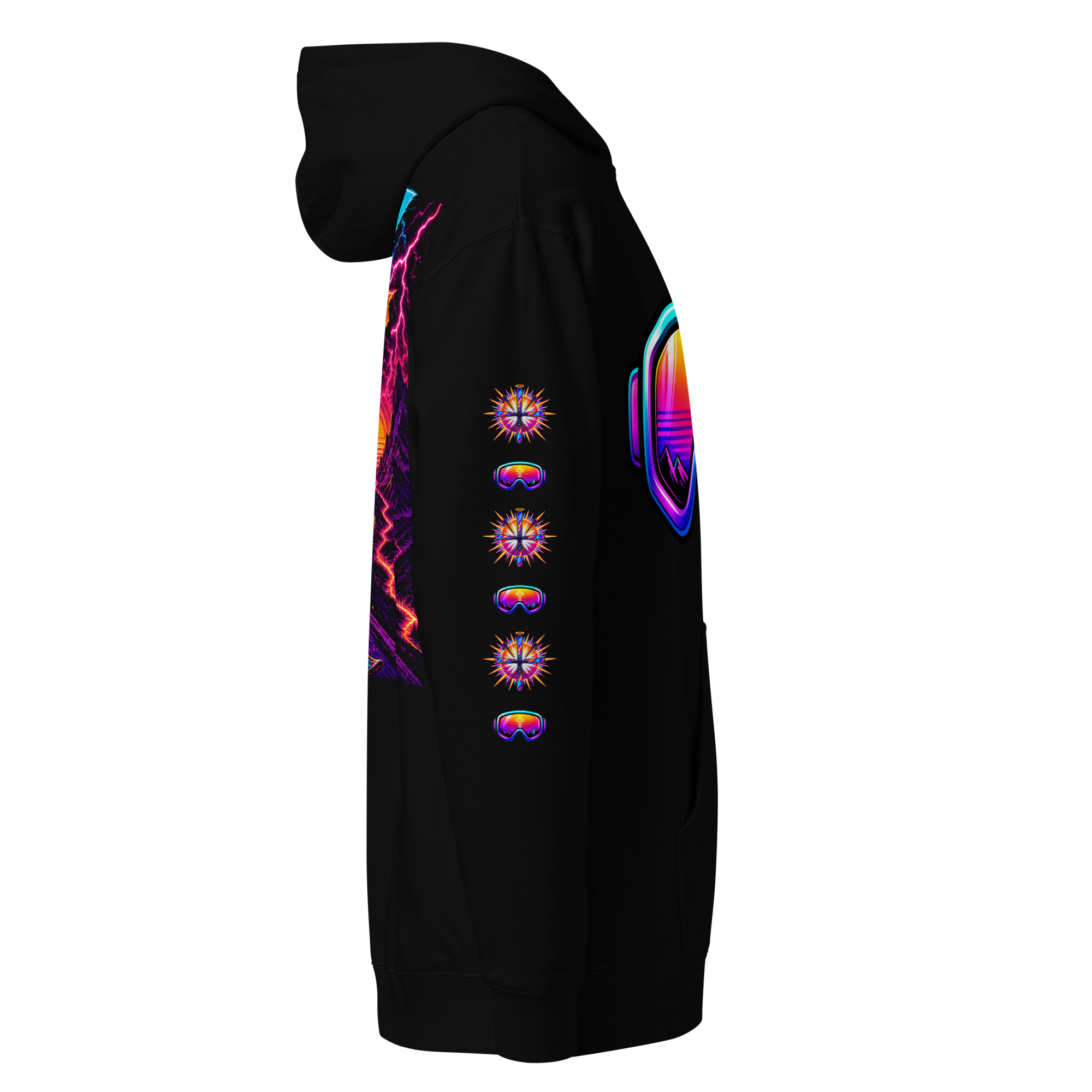 JC – The Way – Goggles – Hoodie – Black, Right view | Jesus Is Skiing