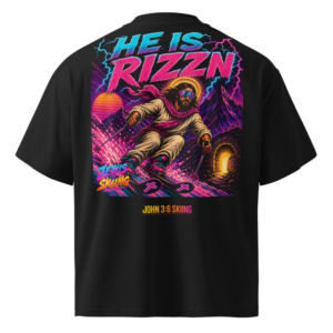 JC – Rizzn – Medallion – t-shirt – Back view | Jesus Is Skiing