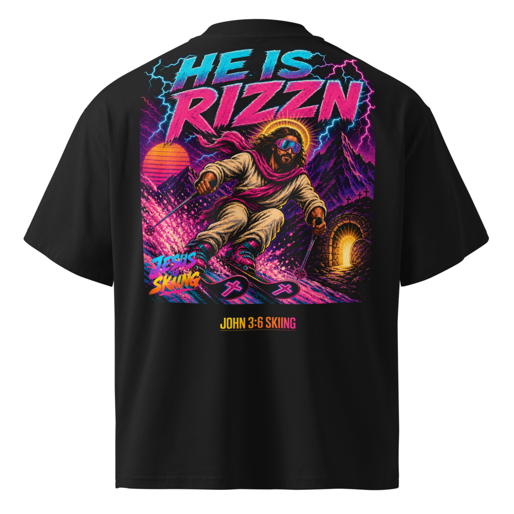 JC – Rizzn – Medallion – t-shirt – Back view | Jesus Is Skiing