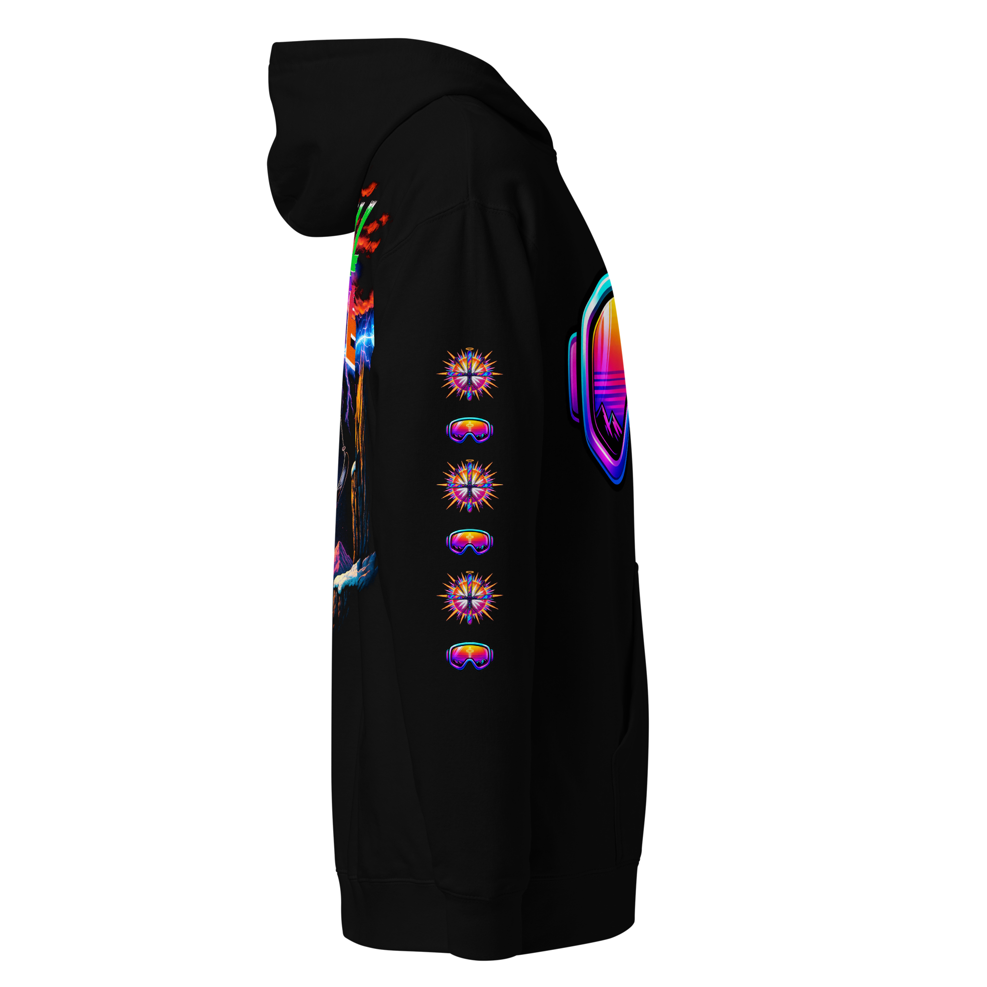 JC – Thrill – Goggles – Hoodie – Black, Right view | Jesus Is Skiing