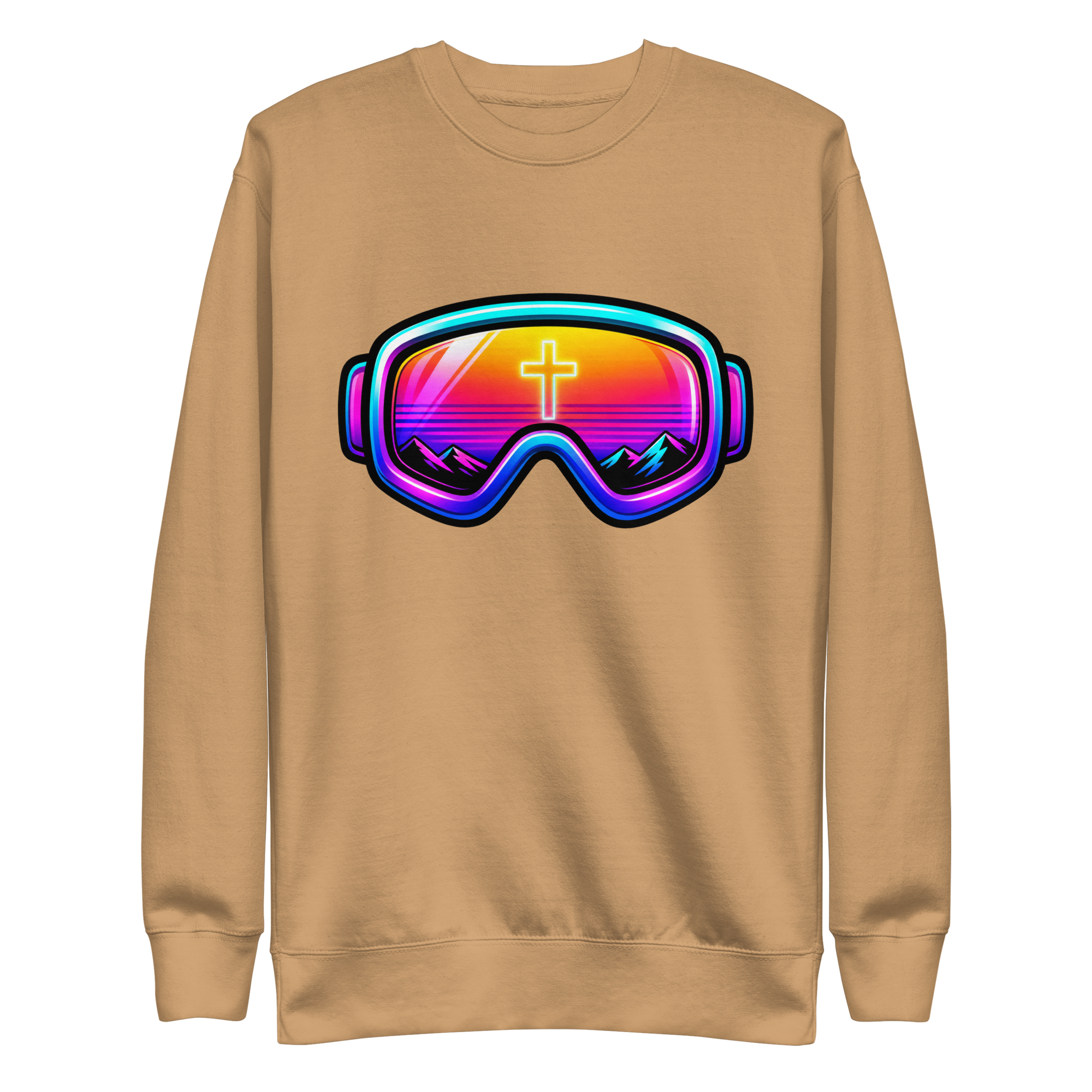 GOGGLES – Sweatshirt – Khaki, Front view | Jesus Is Skiing