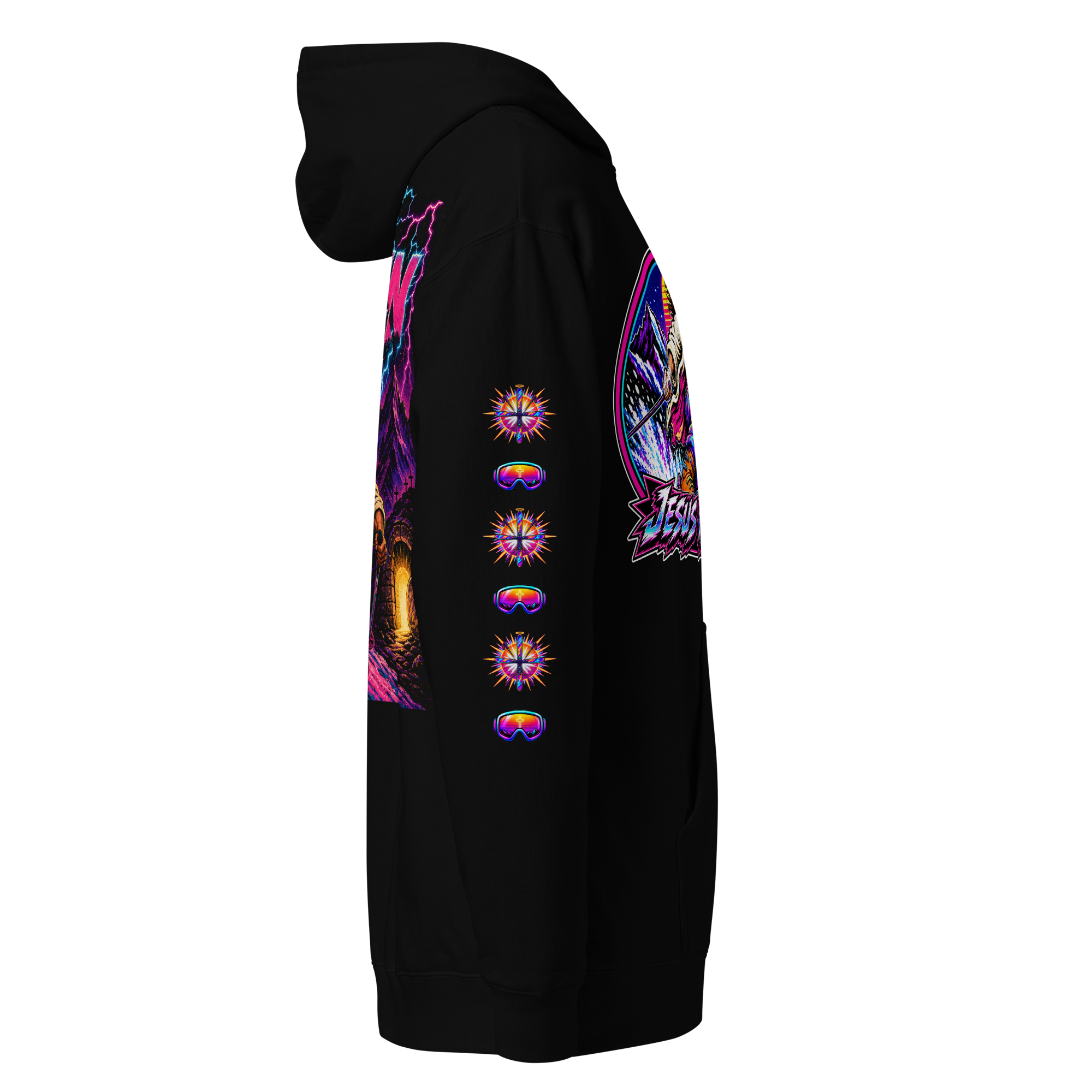 JC – Rizzn – Medallion – Hoodie – Black, Right view | Jesus Is Skiing