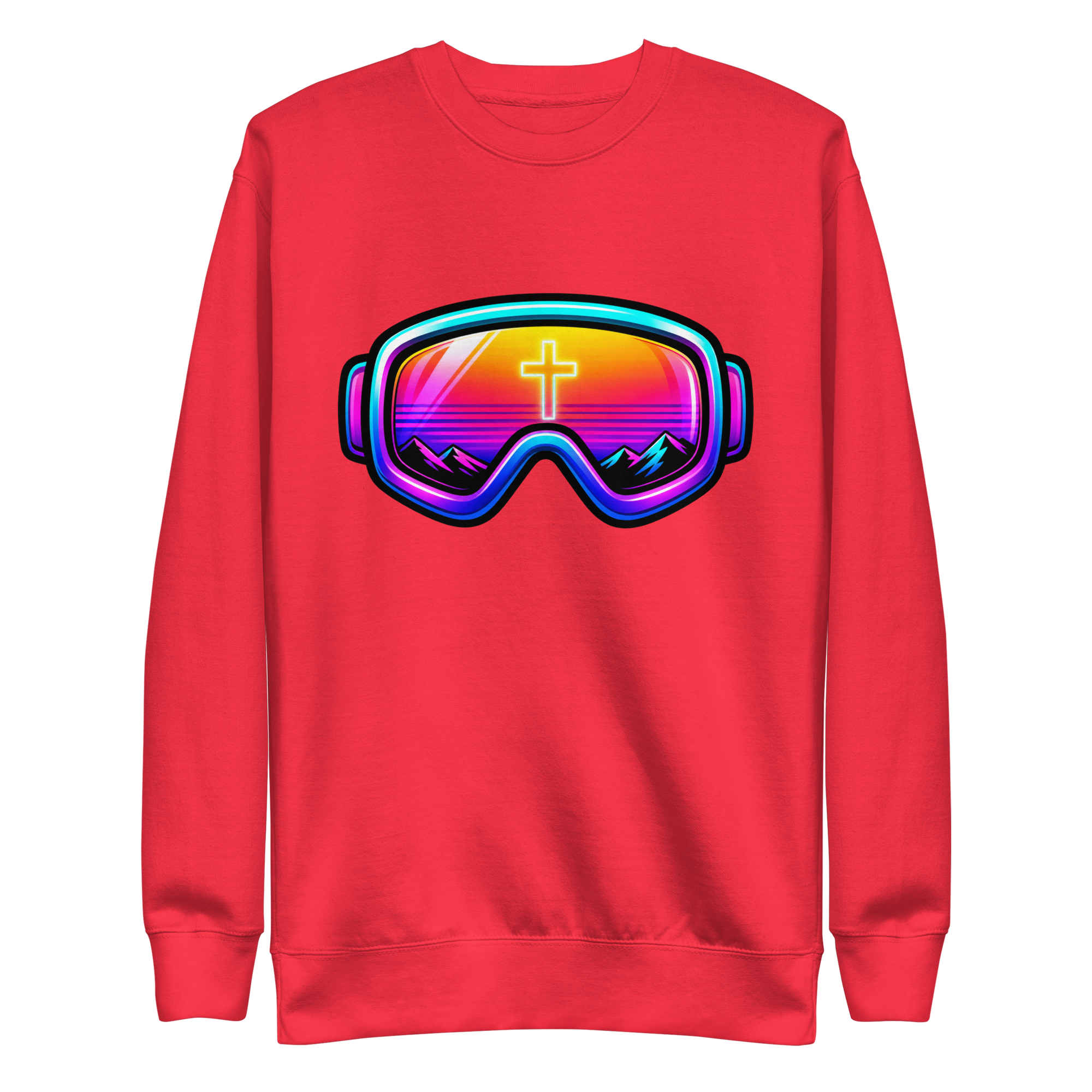 GOGGLES – Sweatshirt – Team Red, Front view | Jesus Is Skiing