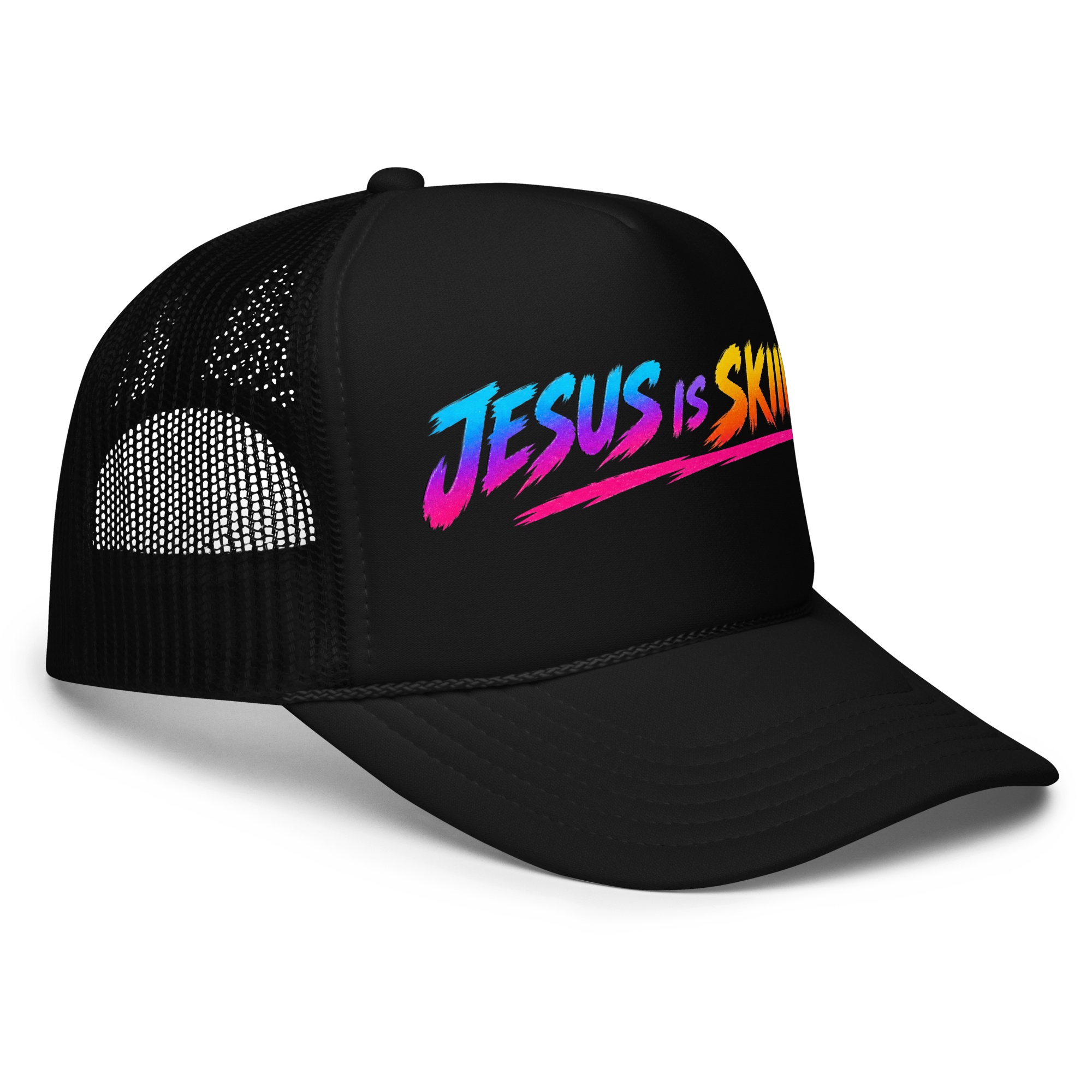 SKIING – Trucker Hat — Black, Right Front view