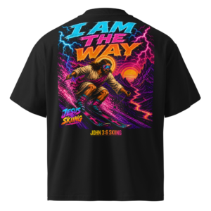 JC – The Way – Medallion – t-shirt – Back view | Jesus Is Skiing