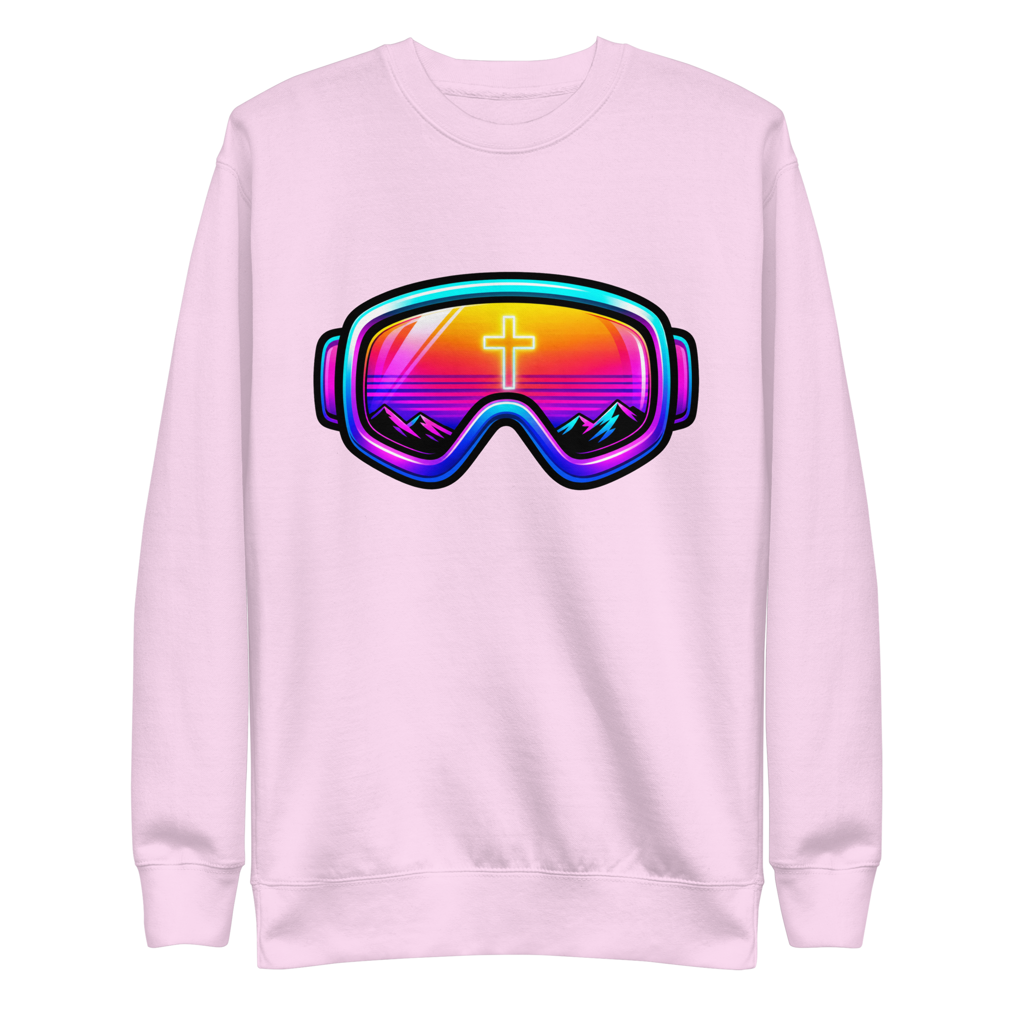 GOGGLES – Sweatshirt – Lavender, Front view | Jesus Is Skiing