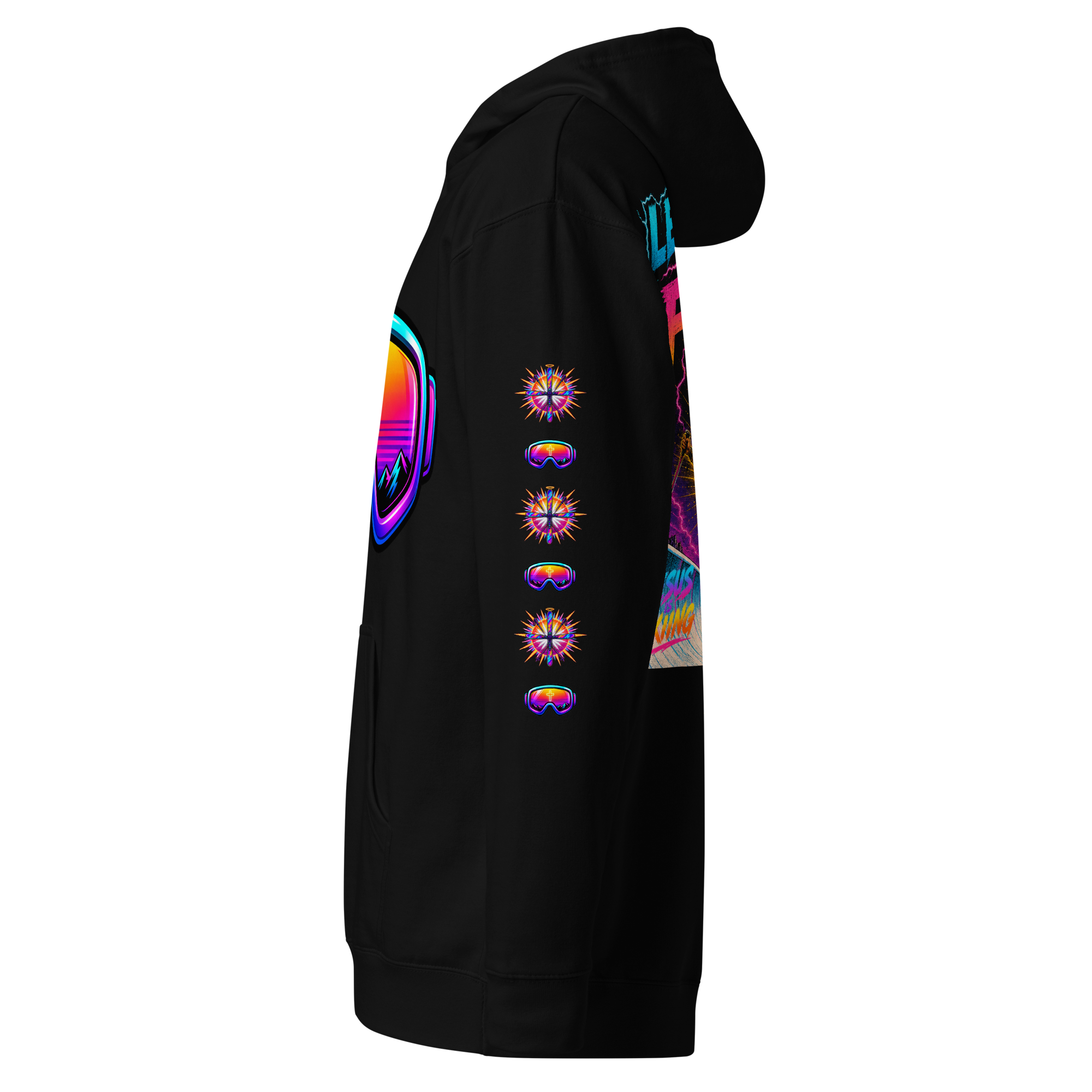 JC – Flight – Goggles – Hoodie – Black, Left view | Jesus Is Skiing