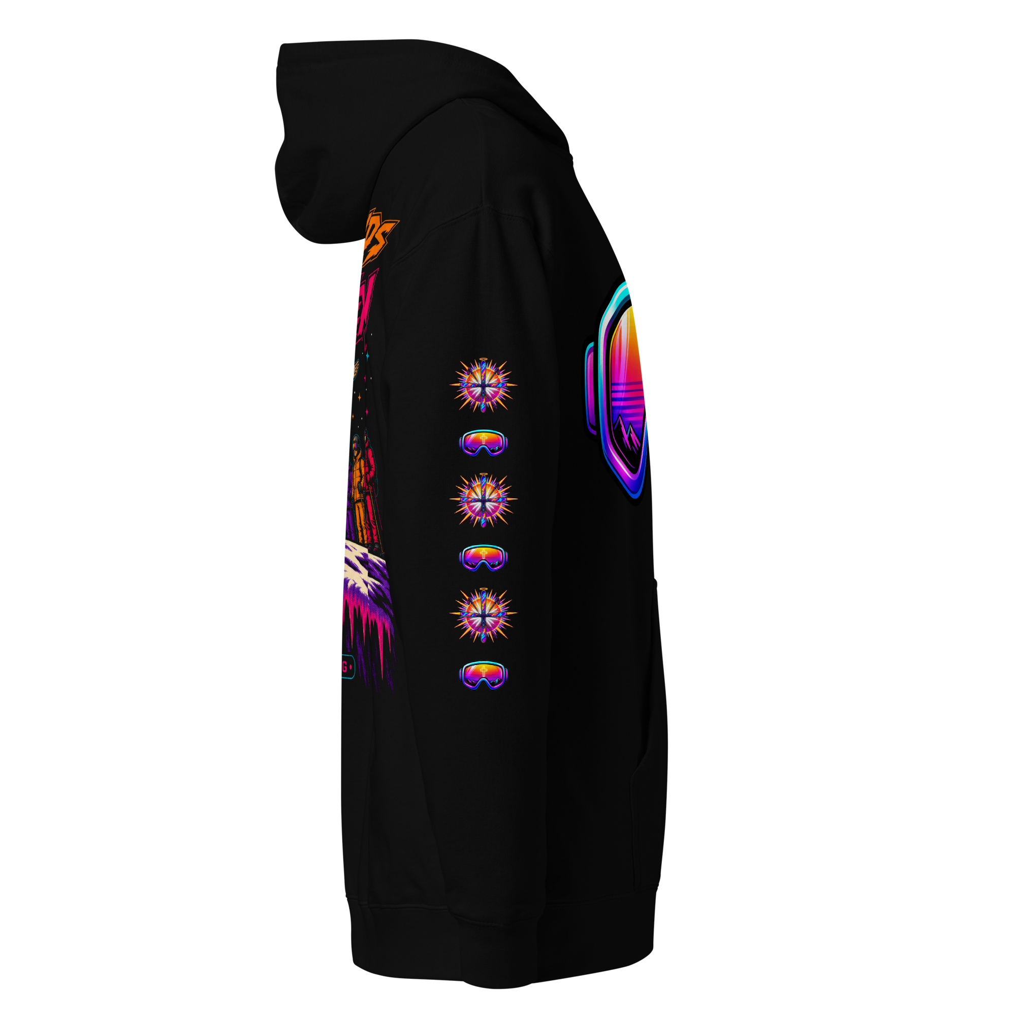 JC – Forgiven – Goggles – Hoodie – Black, Right view | Jesus Is Skiing