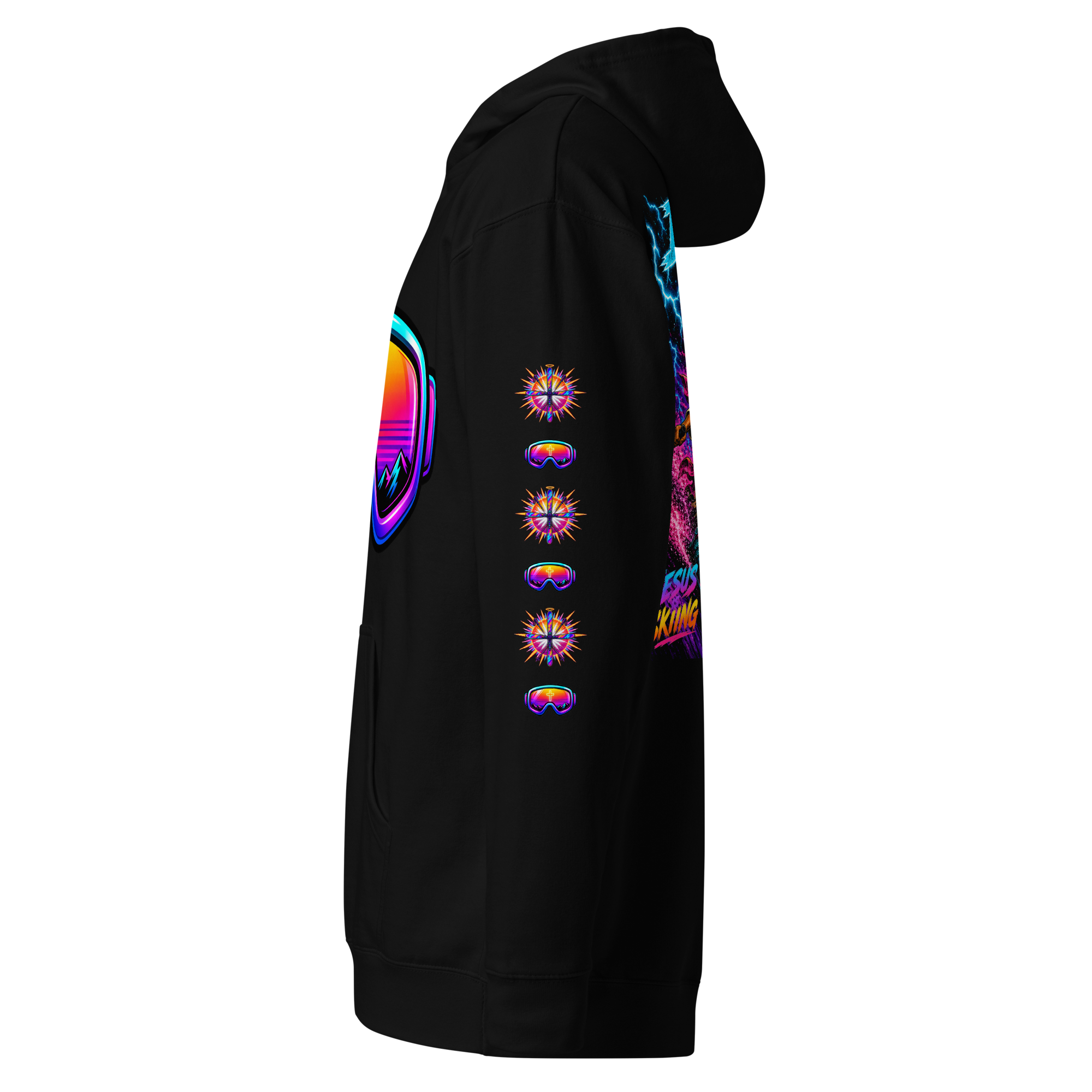JC – The Way – Goggles – Hoodie – Black, Left view | Jesus Is Skiing