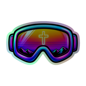 Holographic Sticker | Jesus Is Skiing