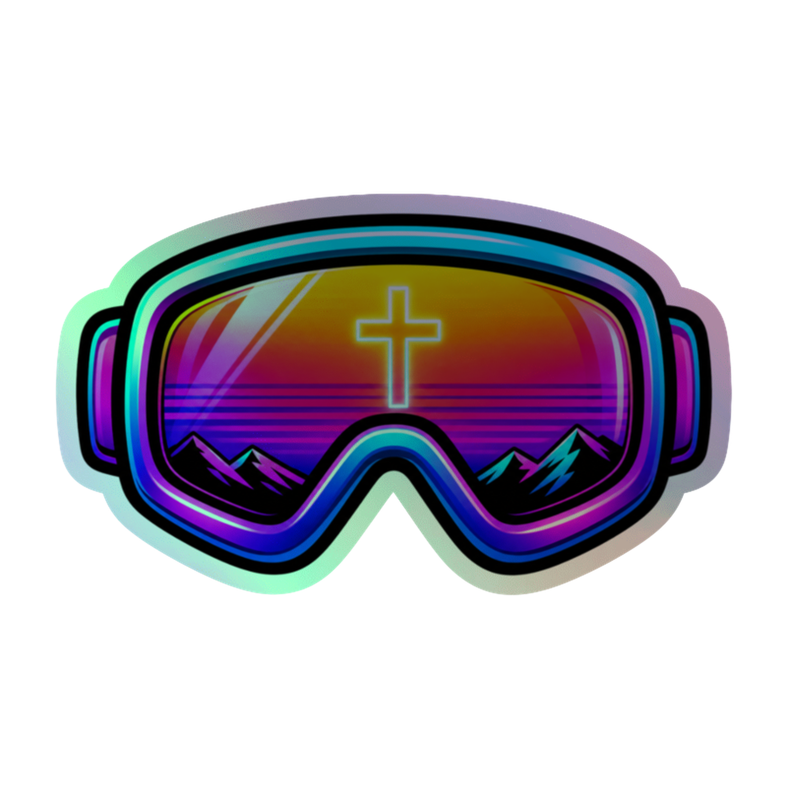 Holographic Sticker | Jesus Is Skiing