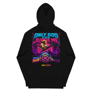 JC – Judgement – Medallion – Hoodie – Black, Back view | Jesus Is Skiing
