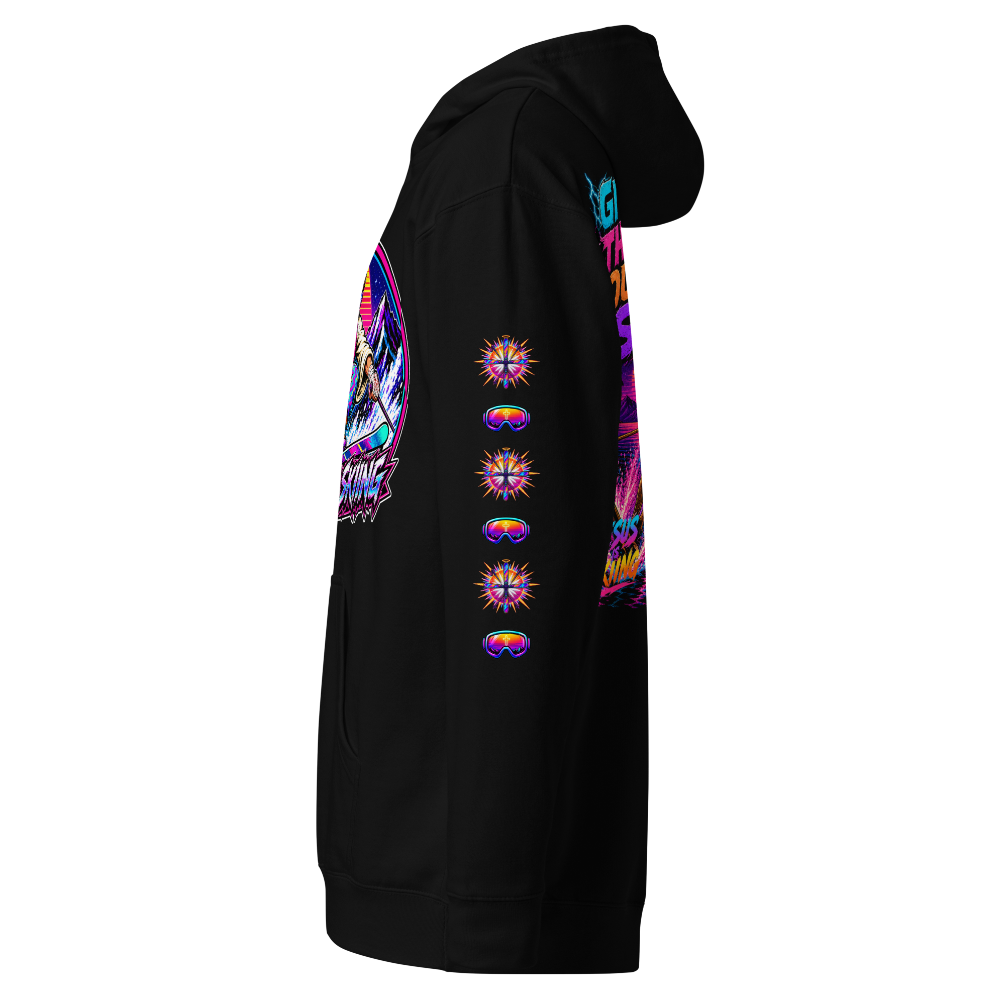 JC – Daily Send – Medallion – Hoodie – Black, Left view | Jesus Is Skiing