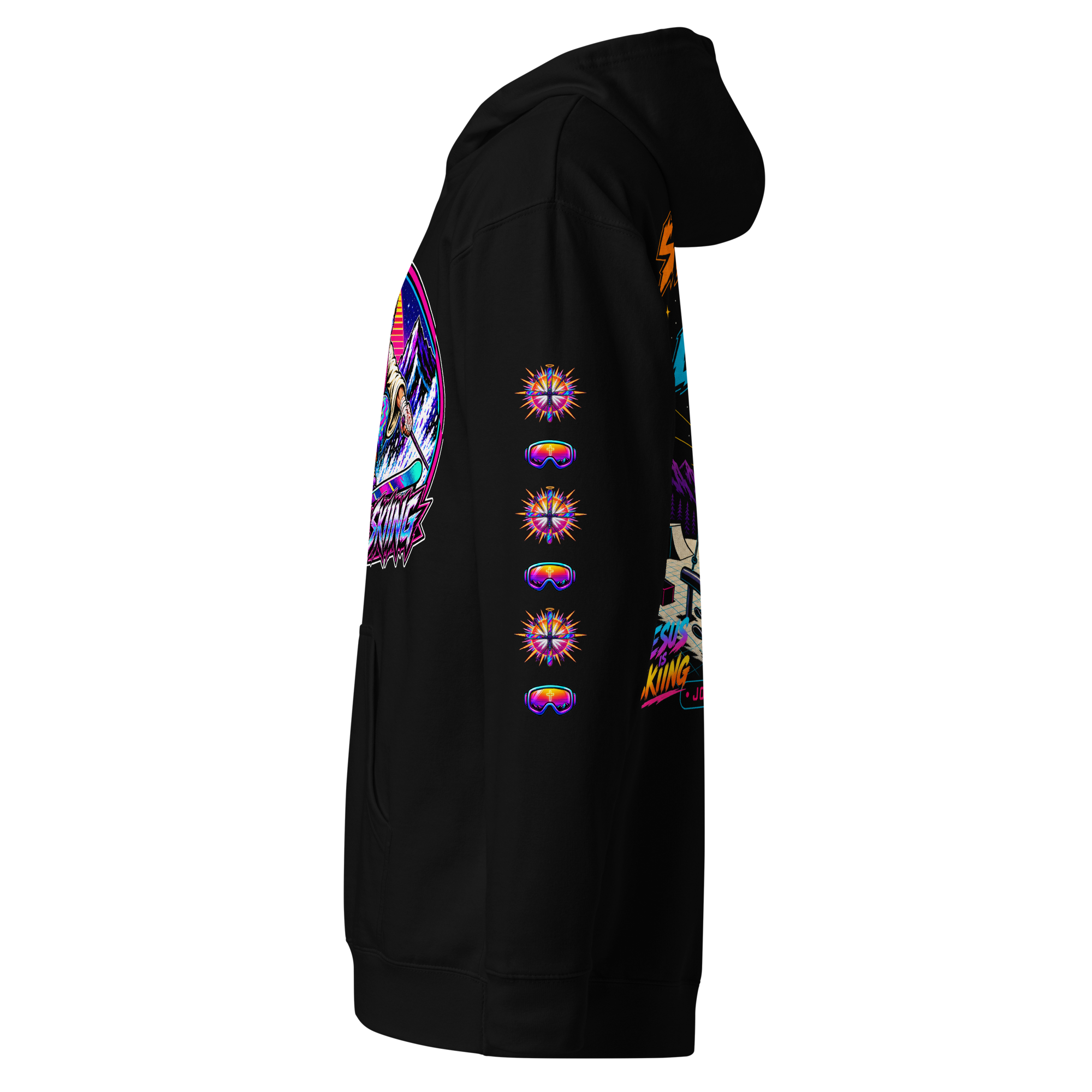 JC – Ye Shall Grind – Medallion – Hoodie – Black, Left view | Jesus Is Skiing