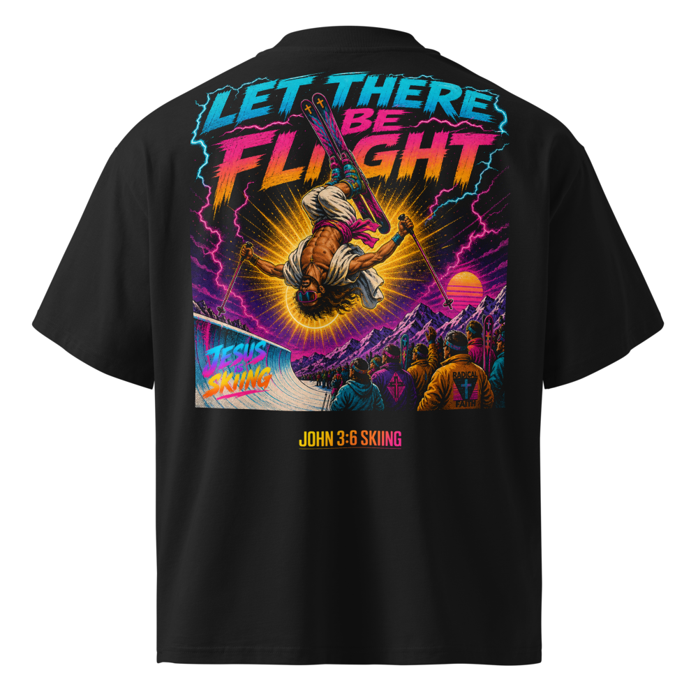 JC – Flight – Medallion – t-shirt – Back view | Jesus Is Skiing