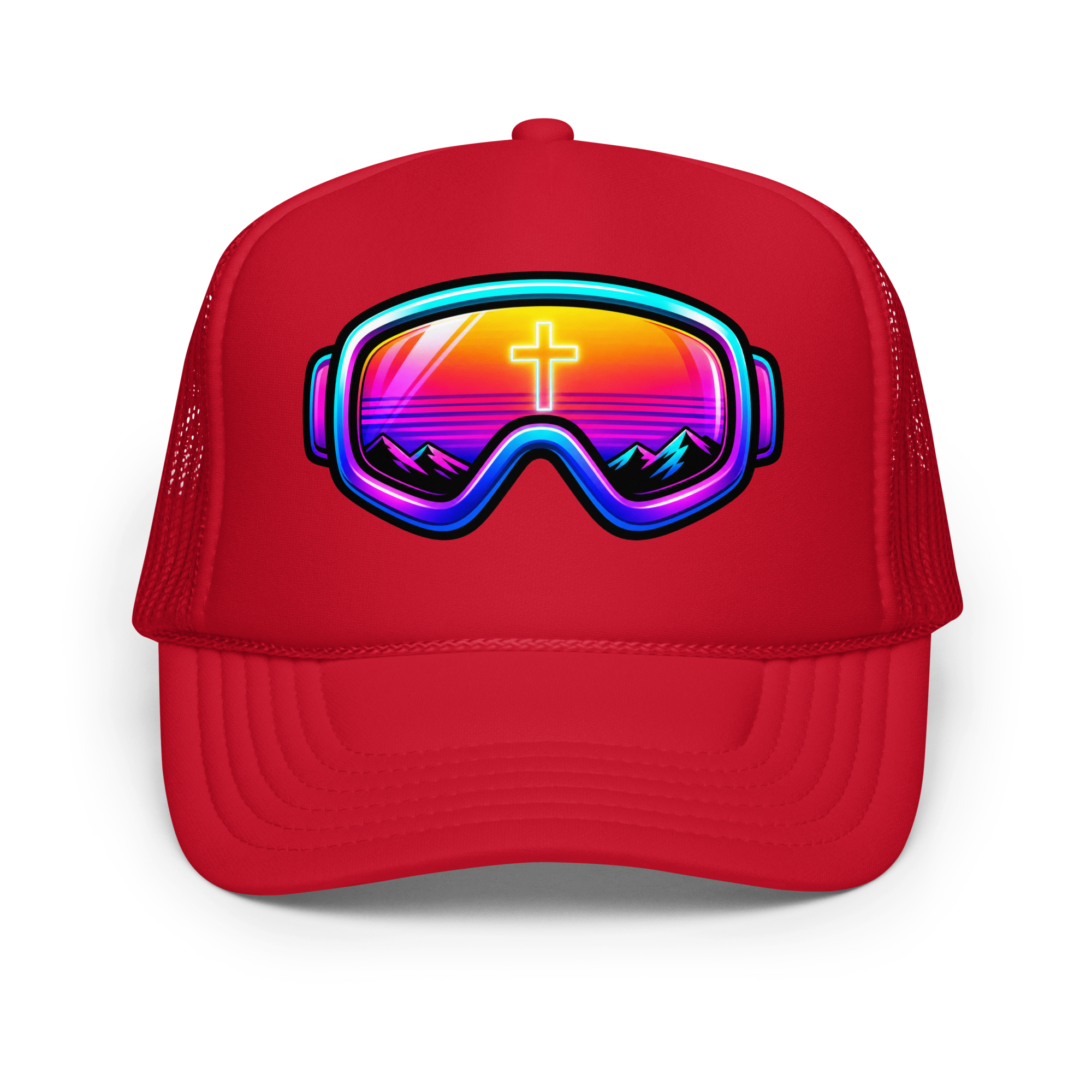 GOGGLES – Trucker Hat — Red, Front view