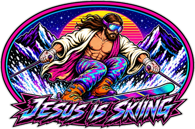 Jesus Is Skiing medallion emblem